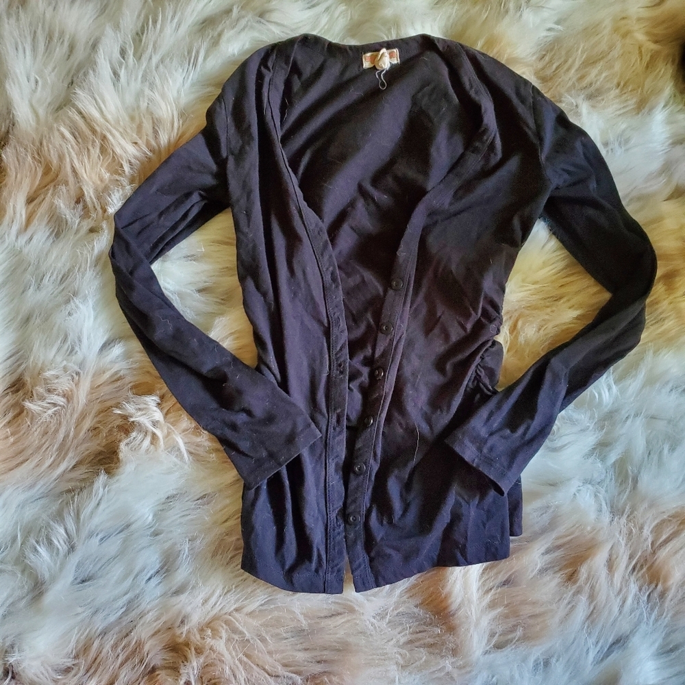 Black Ruched Cardigan